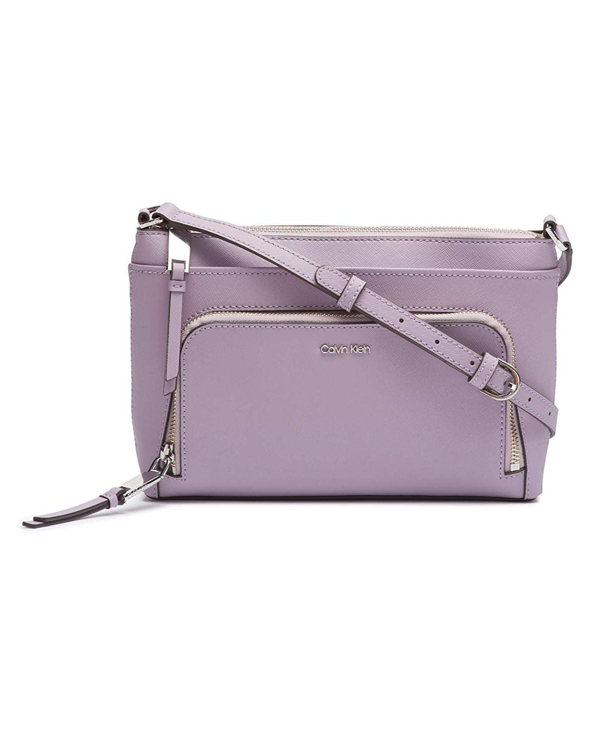 Calvin Klein Lily Saffiano Leather Top Zip Crossbody, orchid 