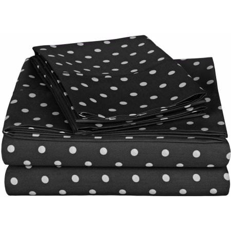 Superior 600 Thread Count Wrinkle-Resistant Luxury Cotton Polka Dots Design Sheet Set