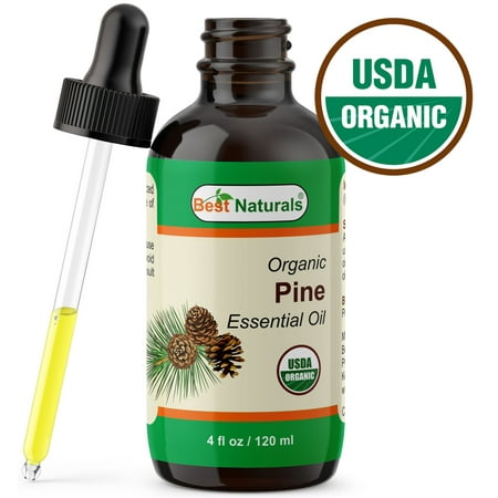 Best Naturals Certified Organic Pine Essential Oil with Glass Dropper Pine 4 FL OZ (120