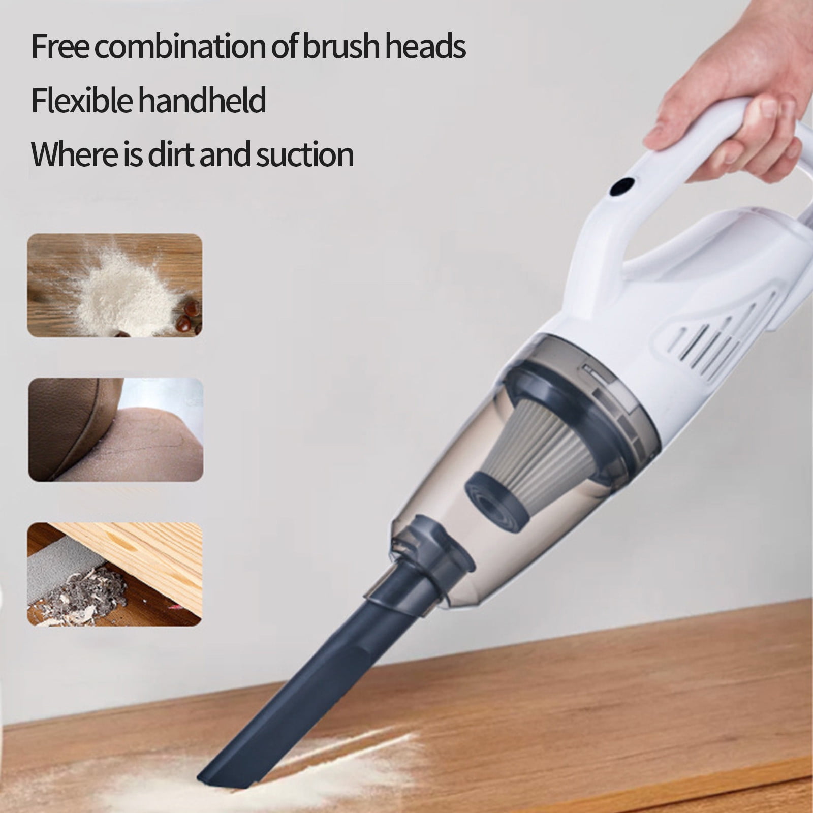 Handheld Wet Dry Vacuum Cleaner | 9000Pa Suction | Rechargeable Cordless Mini Car Vacuum with 22000mAh Battery | Quiet | ABS Material | Portable for Home Office | Filtration System | White