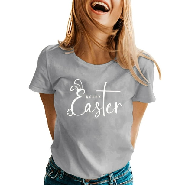 Cathalem Womens Casual Short Sleeve Shirts Loose Casual Tee T-Shirt,Gray L  