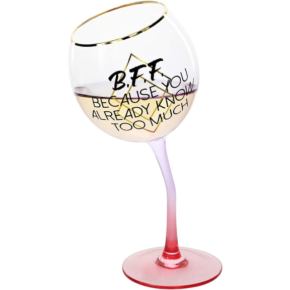 Pavilion Gift Company Stemmed Wine Glass, 11 Oz, Pink