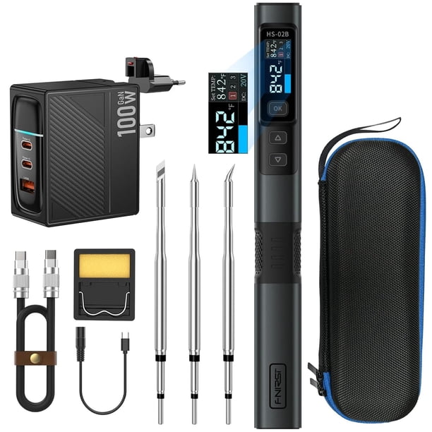 Kit de soldador FNRSI de 100 W con 3 puntas actualizado HS-02B