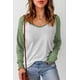thumbnail image 2 of ABPHQTO Top de mujer de manga larga de malla de patchwork colorblock verde, 2 of 5