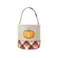 thumbnail image 2 of Vrorvz Halloween Embroidered Pumpkin Ghost Storage Basket Portable with Halloween Theme Suit for Decoration and Festive Candy Toy Storage 9.1x8.9x8.9in Orange, 2 of 6