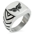 thumbnail image 1 of Stainless Steel Athena Greek Goddess of Wisdom Chevron Pattern Biker Style Polished Ring, 1 of 1
