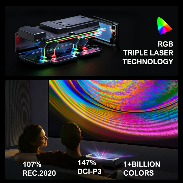 Bomaker RGB Triple Color 4K Ultra Short Throw Laser Projector with 2500  ANSI Lumens, HDR 10, MEMC, Dolby & DTS for a Laser TV Home Theater  Experience