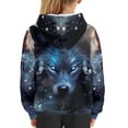 thumbnail image 6 of Xoenoiee Casual Boys Hoodies Pullover Sweatshirt Kids Long Sleeve Hooded Top with Front Kangaroo Pocket Activewear for Workout Walk, Wolf Star Blue Pattern, S, 6 of 7