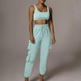 thumbnail image 2 of REORIAFEE Country Outfits for Women Beach Outfits Women Casual Summer Round Neck Sleeveless Tops Long Pants Suit Light Blue S, 2 of 7
