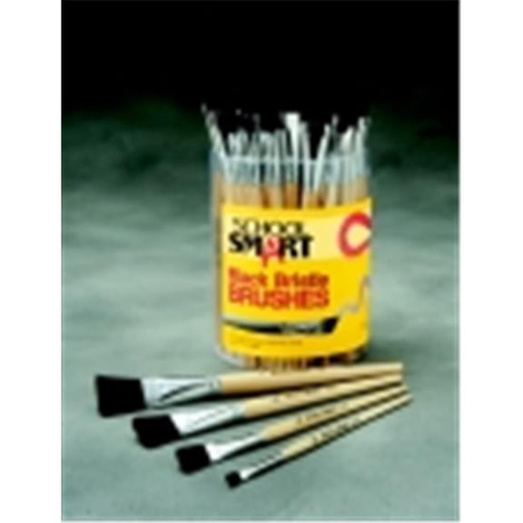 School Smart Interlocked Black Bristle Long Enameled Hardwood Handle Paint Brush Set 72- Clear