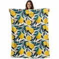 thumbnail image 2 of Flannel Fleece Throw Blanket Summer Lemon Vintage Leaves Plant Lightweight Soft Plush Blankets,Country Farm Harvest Cozy Warm Throw Blanket for Couch Sofa Bed Car Office All Season Use 50x60in, 2 of 9
