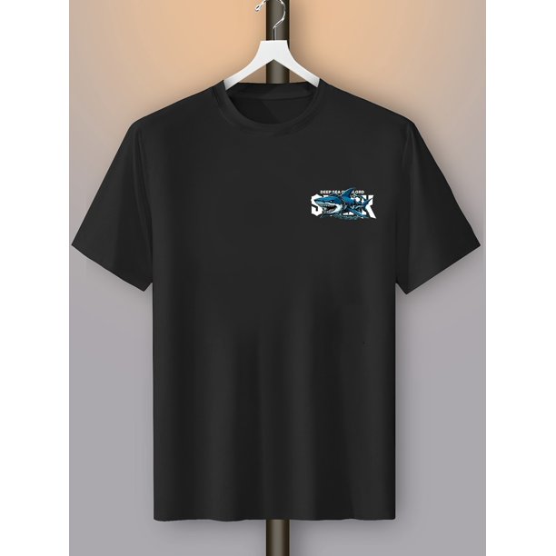 Camiseta para hombre - Mezcla de algodón suave, cuello redondo, manga corta, informal, negra con estampado blanco, ideal para ropa informal y regalos, moda para el día a día | Camiseta con gráficos ll