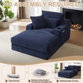 thumbnail image 6 of 68" Oversized Chaise Lounge Chair Indoor, Holaki Corduroy Upholstered Boneless Sofa Bed with 2 Cup Holder & Throw Pillow, Comfy Cloud Sofas Couch for Living Room, No Assembly Required, Blue, 6 of 8