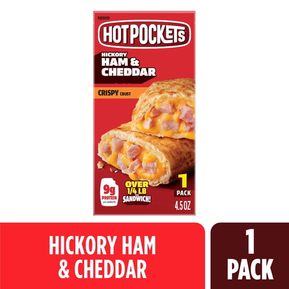 Hot Pockets Hickory Ham and Cheddar, Air Fryer Sandwich Snacks, 4.5 oz (Frozen)