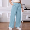 thumbnail image 2 of Womens Barrel Sweatpants Wide Leg Straight Plus Size Drawstring High Waist Loose Workout Athletic Joggers Pants Light Blue, 2 of 6