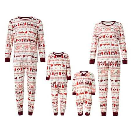 

Family Cute Matching Children Adult Pajamas Set Sleepwears Elk Tree Printed Top and Pants Jammies Set My 1st Christmas
