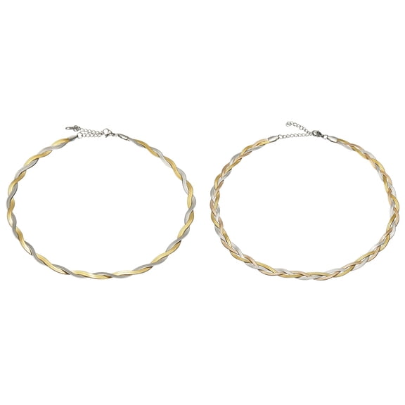 Uxcell Snake Chain, 16" 2" Braid Chain with Necklace, Silver/Gold, Silver/Gold/Rose Gold