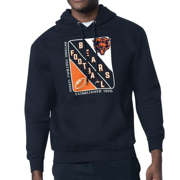 Men's Starter Navy Chicago Bears Shield Logo Pullover Hoodie