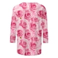 thumbnail image 5 of VgaVtl Pink Womens Tee Shirts Valentines 3/4 Sleeve Ladies Plus Size Tops Leisure Basic Festivals Loose Floral Tops, 5 of 5