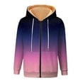 thumbnail image 7 of Xudanell Jackets for Women Warm Hooded Jacket Gradient Zipper Hoodie Drawstring Jacket Lined Plush Women Fashion Hoodies Light Purple XXL, 7 of 7