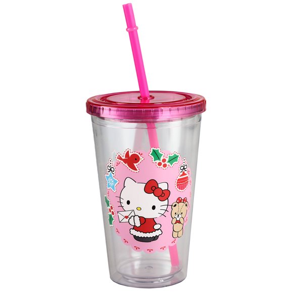 Hello Kitty Christmas 16 Oz Cup With Straw