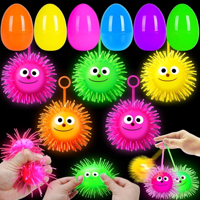 Huevos de Pascua jumbo PIONJOY de 8 piezas con juguetes LED luminosos