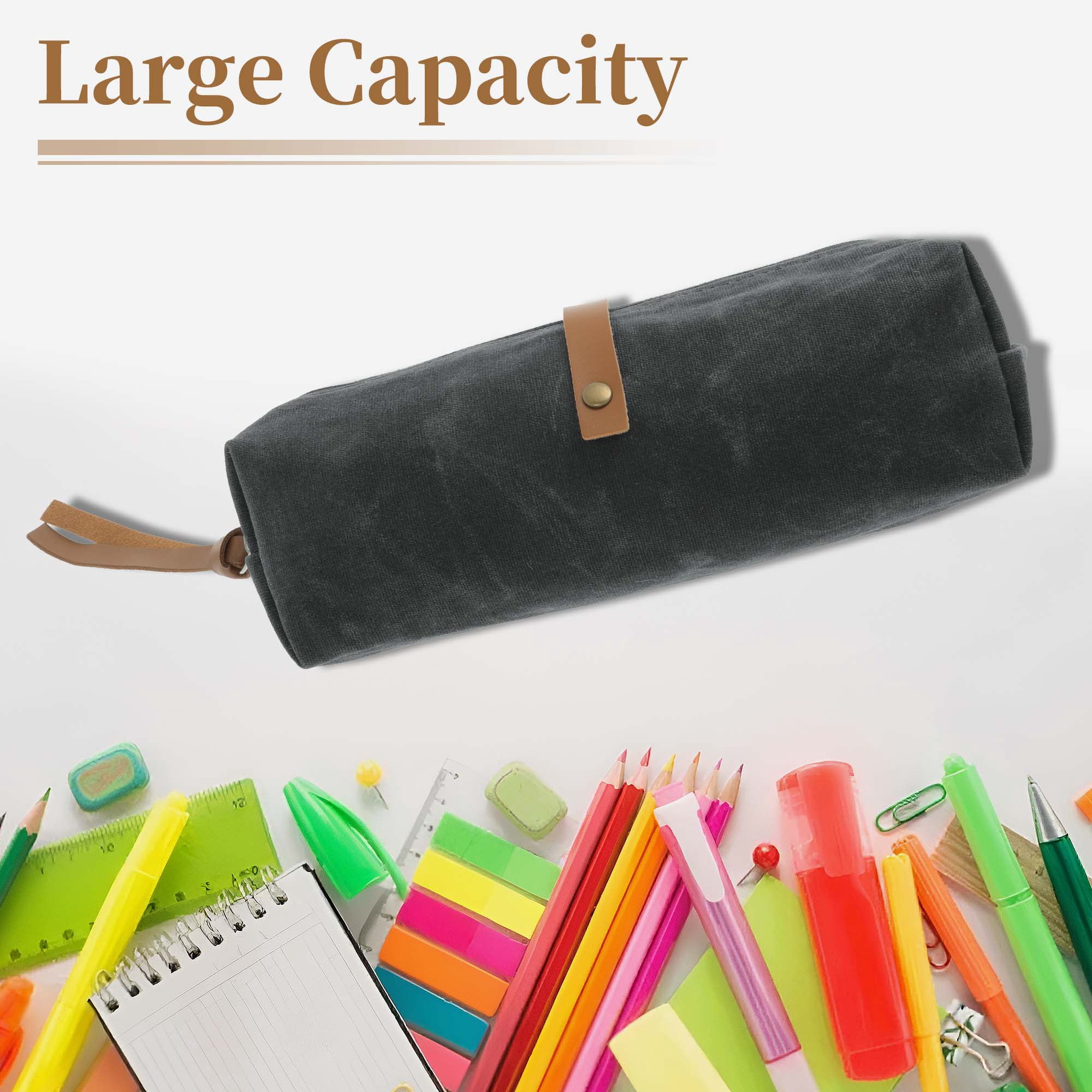 Unique Bargains Waxed Style Aesthetic Pen Bag Organizer Gray