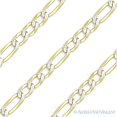 thumbnail image 2 of 4mm Figaro / Figaroa D-Cut Pave Link Italian Chain Necklace in .925 Sterling Silver w/ 14k Yellow Gold, 2 of 2