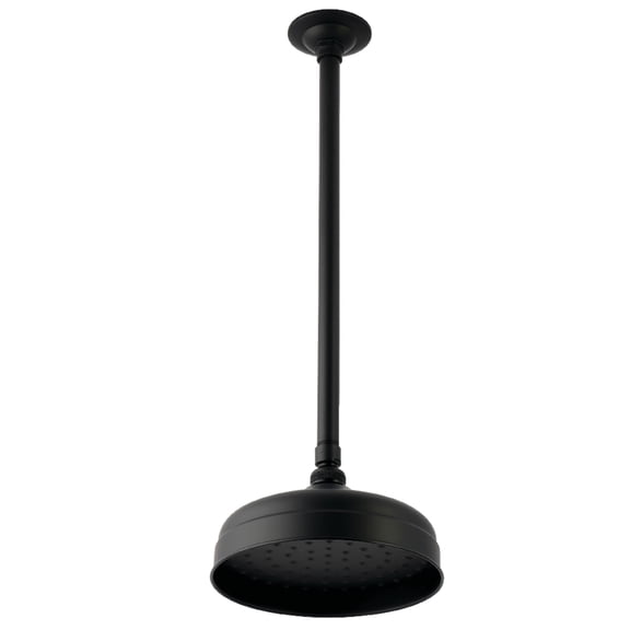 Kingston Brass K124K20 Trimscape 8" Round Brass Shower Head with 17" Ceiling Mounted Shower Arm, Matte Black