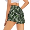thumbnail image 2 of Uemuo Tropical Palm Leaves1 Pattern Women's Athletic Shorts High Waisted Running Shorts with Liner Pockets Gym Elastic Workout Shorts-Large, 2 of 9