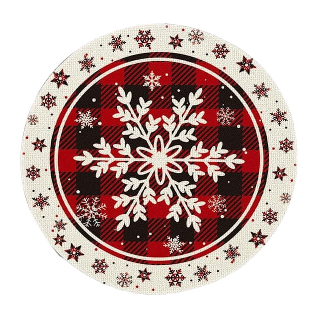 Decoraciones de Mesa de Navidad 35.5x35.5x0.5cm Navidad Muñeco de Nieve Alfombras Redondas Decoración de Mesa de Cocina Alfombras Aisladas Alfombras de Mantel