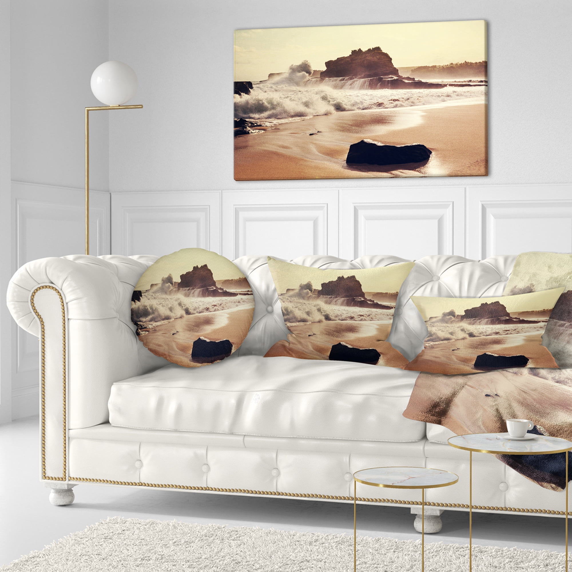 Designart 12" x 20" Brown Polyester Throw Pillow