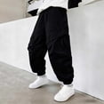 thumbnail image 4 of SUXIAN Boy Pants Youth Cargo Jogger Trousers Fashion Casual With Adjustable Ankle For Teenagers Comfortable Daily Wear Toddler Pants Black 9-10 Years, 4 of 6