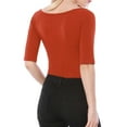 thumbnail image 3 of Allegra K Women's Half Sleeves Scoop Neck Fitted Layering Top T-Shirt, 3 of 7