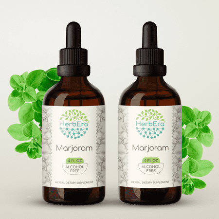 HerbEra Marjoram Tincture, Herbal Dietary Supplement for Digestive Support, Marjoram (Origanum majorana) Dried Leaf Extract, Natural, Alcohol-Free, Drops 2x4 oz