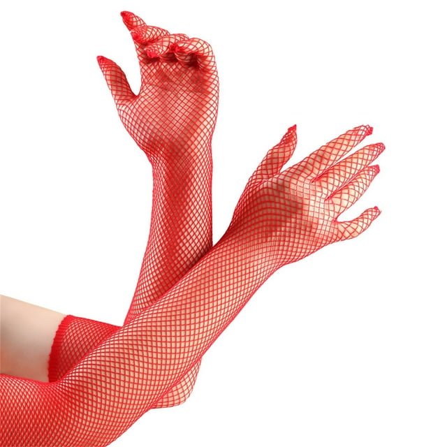 Gants de Pêche en Filet pour Femmes, Couleur Unie, Cosplay, Aguichant