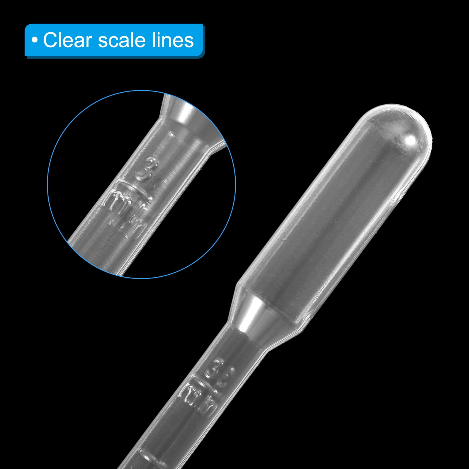 Uxcell Disposable Transfer Pipette, 100pcs 3ml LDPE Pipette Individually Wrapped for Transfer Liquid Clear