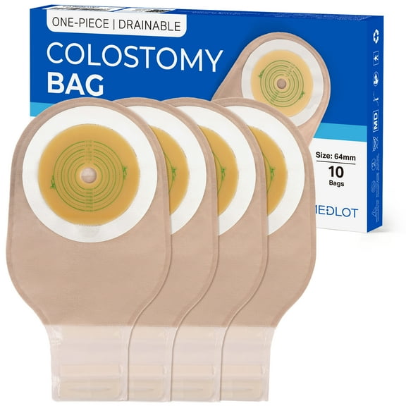 LotFancy Colostomy Bags, 10Pcs One Piece Drainable Pouches for Ostomy Colostomy Ileostomy Stoma Care