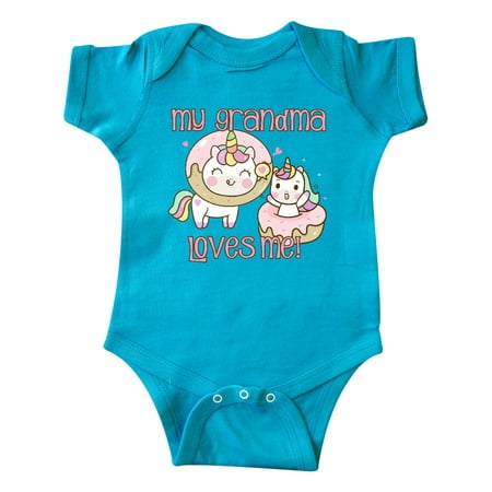 

Inktastic My Grandma Loves Me Unicorns Gift Baby Boy or Baby Girl Bodysuit