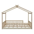 thumbnail image 7 of Full Size Wood Bed,House Bed with Roof and Fence Guardrails,Wood Playhouse Tent Bed Frame,Montessori Bed Platform Bed with Wood Slats Support for Teens Girls Boys,Bedroom,White, 7 of 7