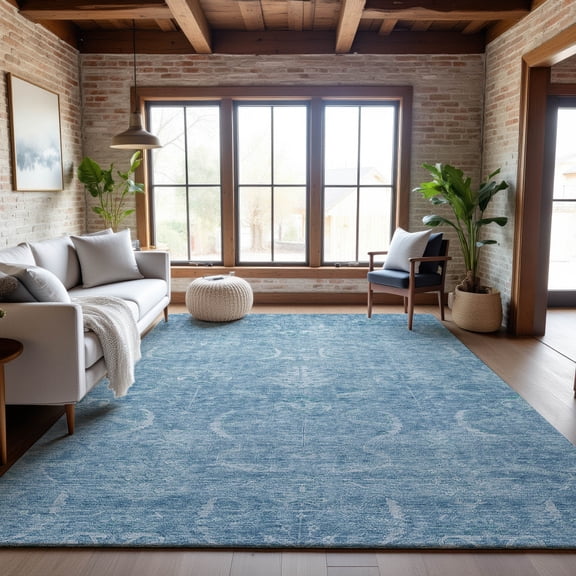 Addison Rugs Mayfield Premium Machine Washable Transitional Damask Sky Rectangle Rug, 8' x 10'