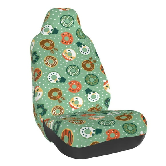 Fotbe Christmas Donuts Funda para Asiento de Auto con Estampado – Impermeable y Antisudor – Ajuste Universal, Lavable a Máquina, Antideslizante (1 Pieza)