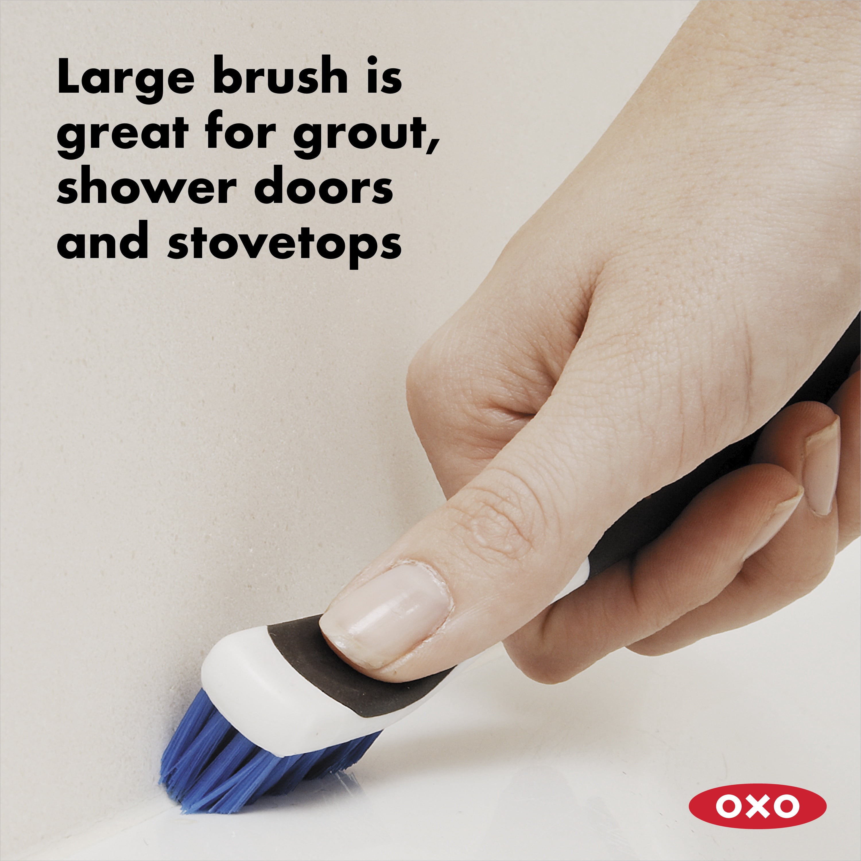 OXO Deep Clean Brush Set, Blue, Detail Cleaning Brushes for Grout, Fixtures & Crevices