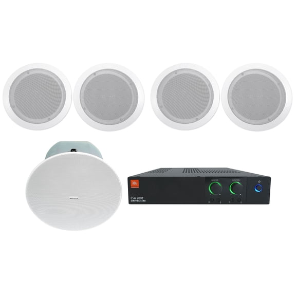 JBL CSA 280Z Commercial 70v Amplifier (4) 6.5" In-Ceiling Speakers 8" Subwoofer