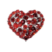 Crystal Rhinestone Valentine Heart Love Brooch Pin, Red