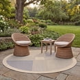 thumbnail image 3 of Safavieh Courtyard Eileen Geometric Indoor/Outdoor Area Rug, Natural/Blue, 6'7" x 6'7" Round, 3 of 11