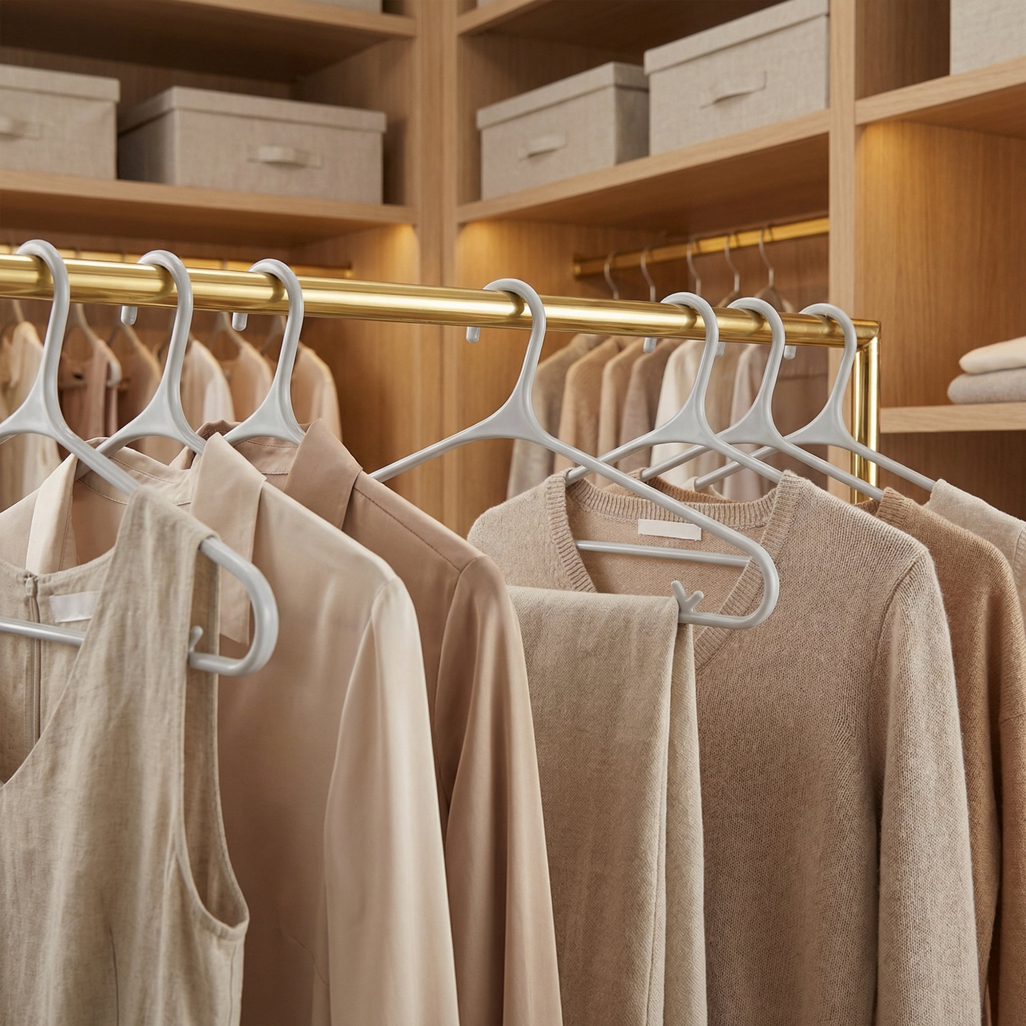 Unique Bargains 10Pcs Plastic Nonslip Hangers With Pinch Clips Light Gray
