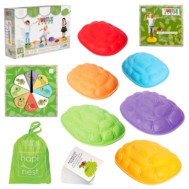 Hapinest Turtle Balance Stepping Stones para niños Juego de coordinación de carreras de obstáculos para niños y familias Equipo de juego sensorial para interiores y exteriores Juguetes Piedras para ni