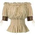thumbnail image 1 of Atuendo aristocrático Medieval para mujer, blusa Vintage Retro Steampunk, Top de manga victoriana, camisas con hombros descubiertos, ropa femenina, 1 of 4