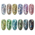 thumbnail image 1 of Set de lentejuelas para decoración de uñas, 12 colores, purpurina gruesa HUOGUO, 100 g, 1 of 5